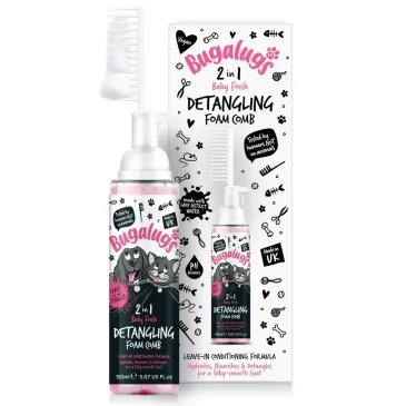 BugaLugs 2 in 1 Baby Fresh Foam for Dogs & Cats Пяна за Разресване 2в1 с Гребен 150ml