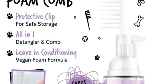 BugaLugs 2 in 1 Lavender & Chamomile Detangling Foam Comb for Dogs & Cats Успокояваща Пяна за Разресване 2в1 с Гребен 150ml - 0