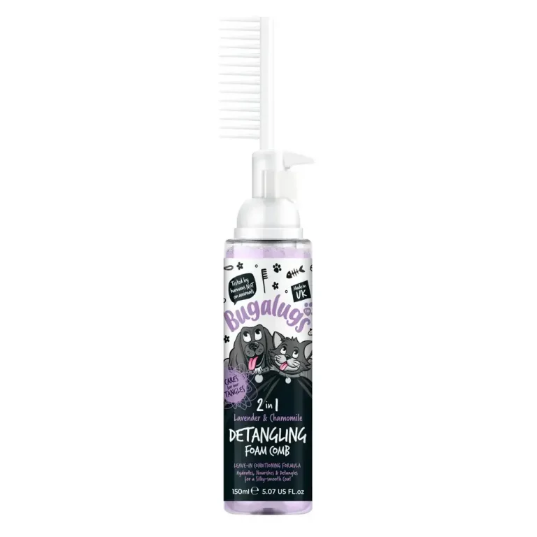 BugaLugs 2 in 1 Lavender & Chamomile Detangling Foam Comb for Dogs & Cats Успокояваща Пяна за Разресване 2в1 с Гребен 150ml - 4